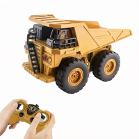 1:24 Schaal RC Kiepwagen Speelgoed, 6 Kanaals 2,4 GHz Afstandsbediening Mijnwagen met Opklapbare Laadbak, LED Koplampen & Achterlichten, Hoorn Geluid, Rubberen Banden, Oplaadbare 3,7 V 500 mAh Batterij, Simulatie Technisch Voertuig Speelgoed Cadeau voor J
