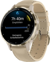GARMIN Venu 3S   41 mm Smartwatch   Frans grijs   Beige leren band