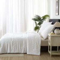 Meeallhome warm doorgestikt beddengoedset van puur katoen voor alle seizoenen, 2 delig, dekbed 140 × 200 cm + kussensloop 65 × 65 cm, neutraal eenvoudig wit