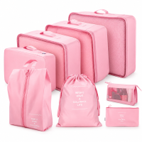 VoxorAI Roze Reistas/Reisetui/Kledingopbergtas/Toilettas   8 delige reisorganizerset