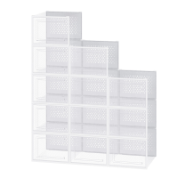 Ochama set van 12 stapelbare sneakeropbergdozen, transparante kunststof schoenorganizers voor de kast, wit