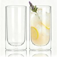 2 Pack glazen, 280 ml dubbelwandige bekers, set met meerdere capaciteiten, borosilicaatglas, hitte  en koudbestendig drinkgerei, schokbestendige bekers voor koffie, thee en cocktails