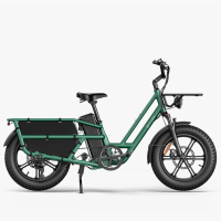 Fiido T2 (2025) All Terrain Cargo E Bike (groen): Step through frame (155 200 cm), 200 kg draagvermogen, lange actieradius verwijderbare accu, voorvering, 20x4,0 fat tires, hydraulische remmen & dubbele bagagedragers.