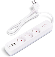 Aigostar 3 weg Stekkerdoos 1,5M 3G1,0mm² Wit en Grijs