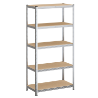JOYFURNOS 5 laags stellingkast, stalen stellingkast voor opslag, montage zonder gereedschap, voor garage, schuur, draagvermogen 600 kg, 50 x 100 x 200 cm, zilver