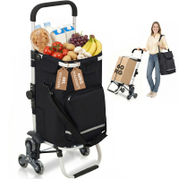60 L Boodschappentrolley Met Traploopfunctie, 3 in 1 Opvouwbare Boodschappenkar, Opvouwbare Hackenporsche Boodschappentrolley, Hackenporsche Met Haken, 6 Wielen En Grote Capaciteit, Boodschappentransportkar, Draagbare Boodschappenhulp, Ruimtebesparende Ka