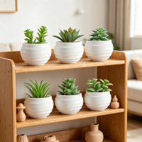 6 Stuks 3,15 in/8 cm kunstmatige vetplanten in potten kleine nepplanten voor slaapkamer esthetiek woonkamer kantoor plank badkamer decoratie