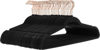 ANQI fluwelen antislip kostuumhangers, zwart/roze goud   set van 50 stuks