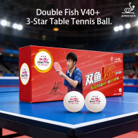 Double Fish 3 sterren V40+ professionele tafeltennisballen van wedstrijdniveau van ABS met naad, 10 stuks, wit