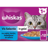 Whiskas Kattenvoer Nat Adult Vis Selectie in Gelei Multipack 12×85 g