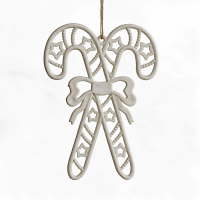 2 Stuks witte gecarveerde hangende suikerstokjes, decoratie voor thuis en tuin, decoratie voor de kerstboom