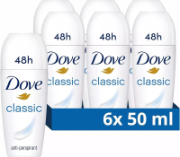 Dove Anti Transpirant Roll On Classic 50 ml (6 Pack)