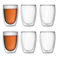 2 Pack 350 ml dubbelwandige hoge koffiebekers glazen, voor koffie, thee, melk, sap, ijs en dessert, borosilicaat hittebestendige grote glazen, magnetronbestendig, ideaal voor warme en koude dranken