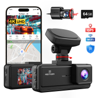 REDTIGER A8 4K dual dashcam voor en achter, 3,18 inch IPS touchscreen, ingebouwde 5,8 GHz wifi, GPS car DVR, nachtzicht
