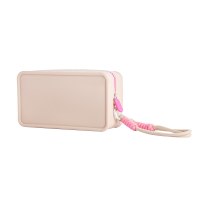 JORDAN&JUDY Colorblock Draagbare Handheld Siliconen Make uptas Opbergzak 20*12*8cm Kaki 1 stuks