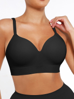 Feelingirl Bustier zonder ondersteuning, push up effect, naadloos comfort, volledige dekking, zwart, maat M