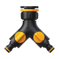 Fiskars 2 weg kraankoppeling Multi, On/Off ventiel, voor 3 schroefdraadmaten: Ø 21 mm (1/2
