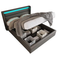 URBAN MEULE LED Collectie Gestoffeerd Hydraulisch Opbergbed 160x200 cm