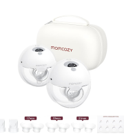 Momcozy M5 Handsfree Draagbare Elektrische Borstkolf, Dubbel Afgedichte Flens, 3 Modi en 9 Zuigkrachtniveaus, Grijs, 2 Pack, Perfect Cadeau voor Moeders