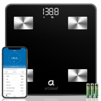Arboleaf slimme personenweegschaal, Bluetooth app synchronisatie, nauwkeurige BMI , spiermassa  en lichaamsvetanalyse, 14 kernmetingen, Bluetooth synchronisatie, helder LED display, voor gebruik in de badkamer en thuis, CS20N