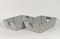 KEVAHOME set van 2 middelgrote manden met katoenen draagriem   grijs   13 x 10 x 4,5'' H