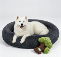 JOYFURNOS zacht pluche kalmerend hondenbenchbed en pluizig pluche huisdierkussen, zacht comfortabel kussen voor katten en honden (medium)