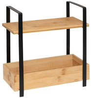 5Five Ordera plankeenheid met 2 bamboe trays   Zwart, 30 x 14 x 30 cm