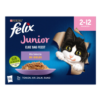 Felix premium kwaliteit junior kattenvoer gemengde smaken 12 x 85 g (2 12 maanden)