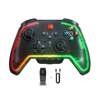 BIGBIG WON Rainbow 2 Pro bedraad gamingcontroller voor pc en Nintendo Switch, voor Tears of the Kingdom, 6‑asiggyro, één‑knoppie‑wakeup, Macro, Turbo, Dual Shock, aanpasbare knoppen, RGB‑verlichting, geschikt voor pc/Nintendo Switch Lite/PS4