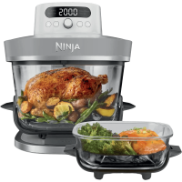Ninja CRISPi PRO XL, glazen airfryer, 5 vooraf ingestelde kookstanden, inclusief 5,7 L en 2,3 L CleanCrisp glazen kommen met opbergdeksels, AS090EUWH wit