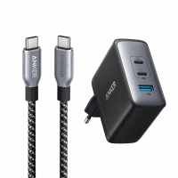 Anker 736 Nano II 100 W Oplader + Prime USB C naar USB C Kabel 240 W, 90 cm, Upcycled Gevlochten, Snellaadpakket