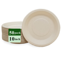 Ruibamboo wegwerp bamboevezel bord 10 inch   Verpakking van 50 stuks