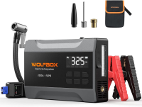 WOLFBOX 2000 A draagbare startbox voor auto met 37 Wh accu, luchtcompressor en 150 PSI bandenpomp, 12 V startkabels, Boost en LED verlichting (tot 5 L benzinemotor)