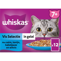 Whiskas natvoer voor senior katten, vis selectie in gelei 7+