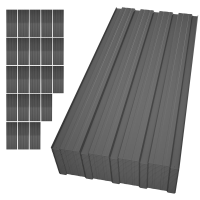 22 Delige trapeziumvormige metalen plaatenset, geprofileerde dakpanelen met een oppervlakte van 10,12 m², 0,25 mm gegalvaniseerde stalen platen met voorgeboorde gaten. Elk paneel meet 108 × 43 cm, compleet met montageschroeven. Geschikt voor tuinhuisjes, 