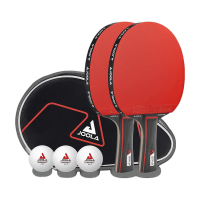 JOOLA tafeltennisset Duo PRO tafeltennisrackets + 3 tafeltennisballen + tafeltennisdoek, rood/zwart, 6 delig