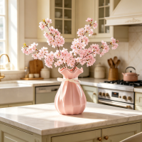 1 Stuk 8 inch/20,5 cm keramische vazen voor minimalistische moderne woondecoratie, decoratieve bloemenvaas voor bruiloft, eettafel, kantoor, slaapkamer   Roze