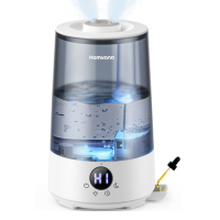 Homvana 3,6 l luchtbevochtiger H101 grijs   van bovenaf vullen, SilentSpary technologie, gebruiksduur 34 h, stil 16 dB, BPA vrij, aromadiffuser, nachtlampje met 7 kleuren