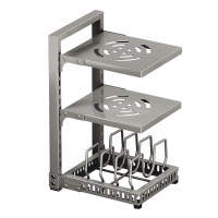 MAXCOOK 3 laags opbergrek van koolstofstaal voor potten & pannen verstelbaar voor keukenkast 23*28*43 cm
