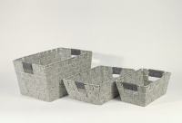 KEVAHOME S/3 serie gevlochten opbergmand van katoenen touw grijs L: 15 × 11 × 8,25 in HM: 13 × 10 × 4,5 in HS: 10 × 7 × 4,5 in