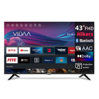 Hikers Smart TV 43 Inch (108 cm) FHD WiFi VIDAA Randloze TV met Drievoudige Tuner (DVB C/S2/T2), Molotov, Netflix, Prime Video, Disney+, YouTube