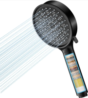 Cobbe waterbesparende douchekop, geoptimaliseerd voor hard water, met 20 traps filtratie, 6 hogedruksproeistanden en antikalkfilter (zwart)