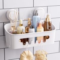 TAILI Zuignap Doucherek, Badkamer Douchemand Wandmontage Organizerplank voor Shampoo, Douchegel, Conditioner, Plastic Doucherek voor Keuken & Badkamer, Boorvrij Verwijderbaar