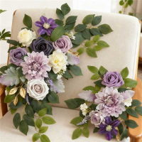 Wei's moment Bruiloftboog bloemen (set van 2) Welkomstbord bloemen achtergrond slinger voor ceremonie receptie muur standaard huisdecoratie entree kunstbord voor buiten hoofdtafel decoratie (Lilic & crème)