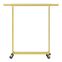 JOYFURNOS Kledingroede met Wielen, Verstelbaar Kledingrek, Robuust voor Slaapkamer, Eenvoudige Montage, Draagbaar, Goud