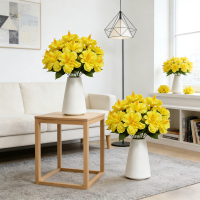 3 Stuks 17,8 in / 45 cm Kunstbloemen voor Buiten Kunstplanten Realistische Imitatie Hibiscus Tropische Bloem Zijdebloemen voor Buiten Plantenbak Veranda Terras Tuin Huisdecoratie (Geel)