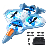 Kids RC Drone Gevechtsjager met LED lichten, Volledig Beschermframe, Automatisch Zweven, Eén Knop Opstijgen en Landen, Headless Modus, 360° Stunt Flip Spin Cirkelvlieg, Anti Botsing Anti Vallen Quadcopter, Binnen Buiten Beginners Afstandsbestuurbare Vlieg