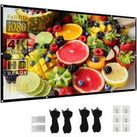 XBJ 120 inch projectiescherm 16:9 opvouwbaar kreukvrij dubbelzijdig projectiescherm 160° brede kijkhoek extra lange touwen & haken voor eenvoudige installatie