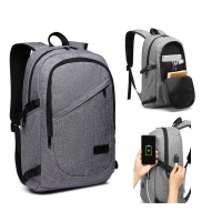 KONO laptoprugzak met USB oplaadpoort, waterbestendige rugzak voor zakenreizen, geschikt voor 15,6