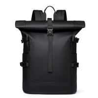 Waterafstotende Laptoprugzak met Roltop 15,6 Inch Multistrip Casual Rugzak Grote Capaciteit Daypack voor Werk Fietsen Stedelijk Reizen